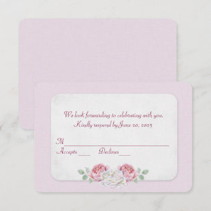 Pink Rose wedding RSVP Invitation