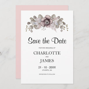 Pink Rose Wedding Save The Date