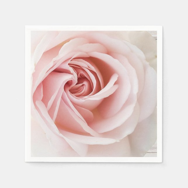 Pink Rose & White Wood Shabby Chic Bridal Shower Napkin (Front)