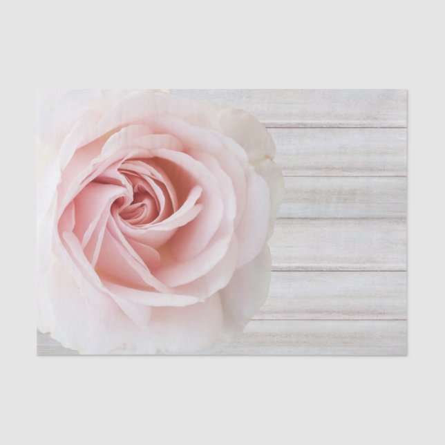 Pink Rose & White Wood Shabby Chic Bridal Shower Tissue Paper (Front)