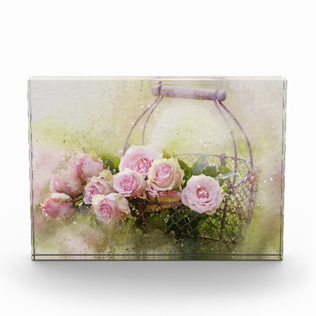 Pink Rose with Basket Photo Block (Front)