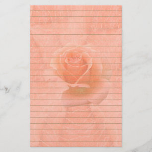 Pink Rose With Lines Stationery