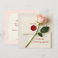 Pink Rose With Red Wax Seal For Wedding