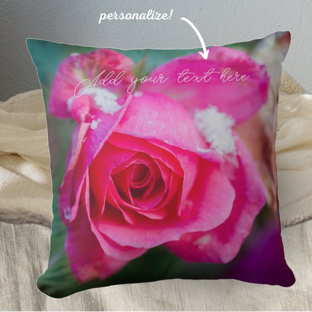 Pink rose with snowflakes cushion (Creator Uploaded)