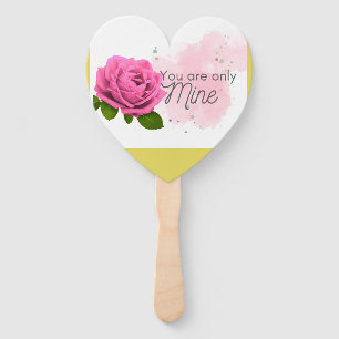 Pink rose with text hand fan