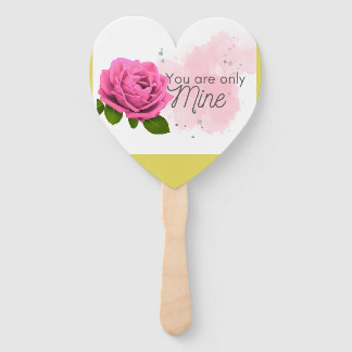 Pink rose with text hand fan