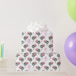 Pink Rose with Text Mother's Day Wrapping Paper