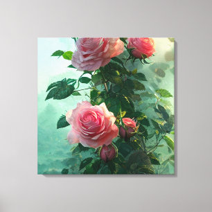 Pink Rose - Wrapped Canvas