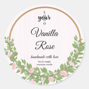 Pink Rose Wreath Template Container Candle Label