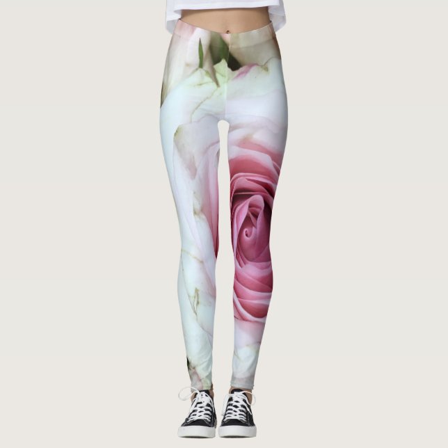 Pink Rose Yoga Leggings (Front)