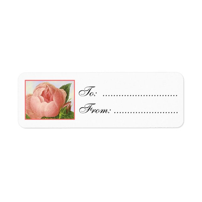 Pink Rosebud Custom Gift Tag Labels (Front)