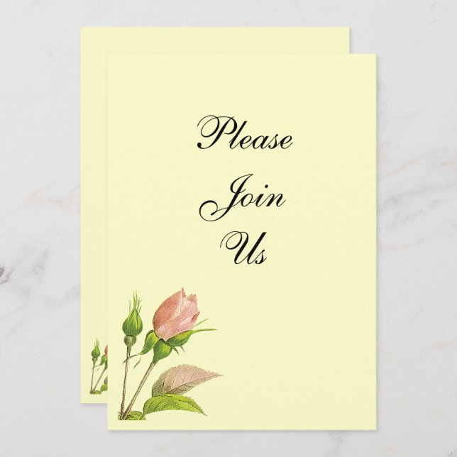 Pink Rosebud Custom Invitations (Front/Back)