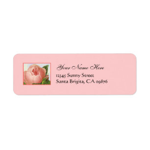 Pink Rosebud Custom Return Address Labels