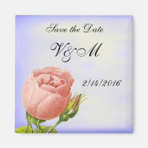 Pink Rosebud Custom Save the Date Magnet