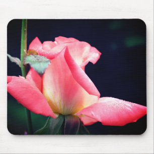 Pink Rosebud Delight Flower Mouse Pad