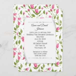 Pink Rosebud Design for Vow Renewal Invitation