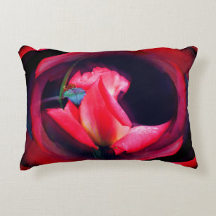 Pink Rosebud Floral Abstract Art Decorative Cushion