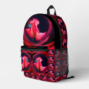 Pink Rosebud Floral Abstract Personalised Printed Backpack