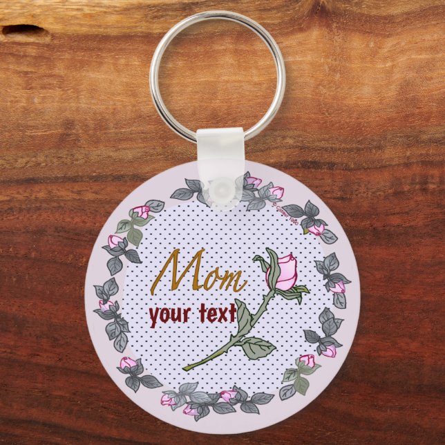 Pink Rosebud Mum custom keychain (Front)