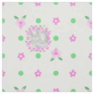 Pink Rosebud on White Custom Baby Photo Fabric