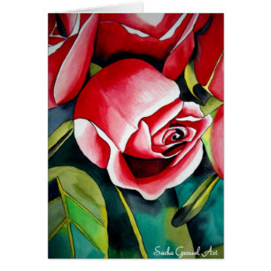 Pink Rosebud watercolor painting art flower