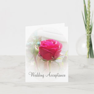 Pink Rosebud Wedding Acceptance Card