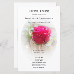 Pink Rosebud Wedding Program