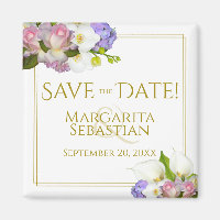 Pink Rosebuds & Calla Lilies Wedding Save the Date