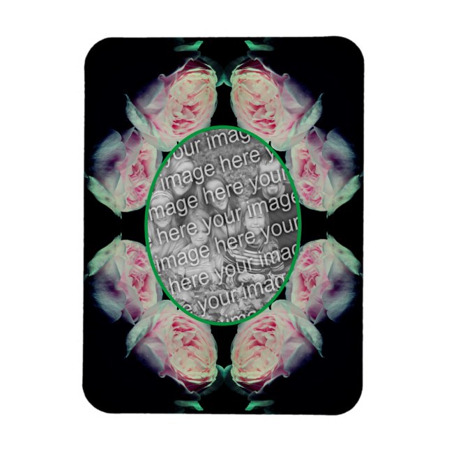 Pink Roses Abstract Frame Add Your Photo Magnet (Vertical)