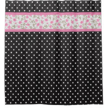 Pink Roses And Black And White Polka Dots