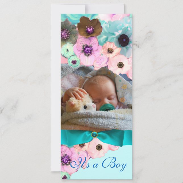 PINK ROSES  AND BLUE BOW PHOTO TEMPLATE MONOGRAM (Front)