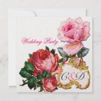 PINK ROSES AND CUPID LACE HEART  WEDDING  MONOGRAM