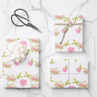 Pink Roses and Cute Baby Birds Wrapping Paper Sheet