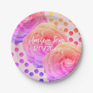 Pink Roses and Dots, Save the Date,Paper Plate