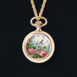 PINK ROSES AND JASMINES,FLORAL MONOGRAM WATCH<br><div class="desc">Elegant , colourful,  romantic vintage style floral design
Red, pink roses, green leaves, white jasmines  by BALDESIGN3D.</div>