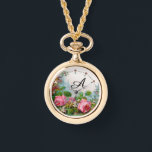 PINK ROSES AND JASMINES,FLORAL MONOGRAM WATCH<br><div class="desc">Elegant , colourful,  romantic vintage style floral design
Red, pink roses, green leaves, white jasmines  by BALDESIGN3D.</div>
