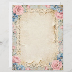 Pink Roses and Lace Stationery Paper