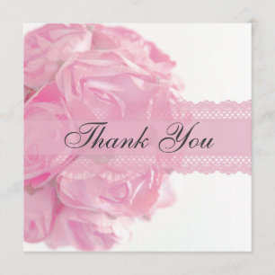 Pink Roses and Lace Thank You Card