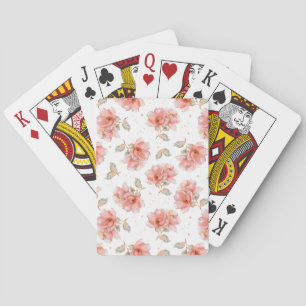Pink Roses and Leaves Playing Cards