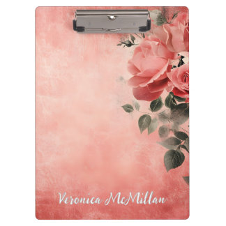 Pink Roses and Pink Background Clipboard