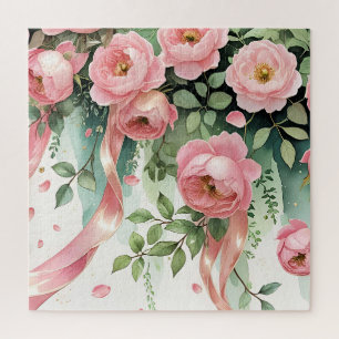 Pink Roses and Ribbons Jigsaw Puzzle