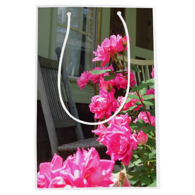 Pink Roses and Rocker - Martha's Vineyard Medium Gift Bag (Front)
