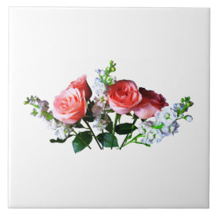 Pink Roses and Snapdragons Tile