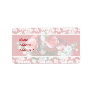 Pink Roses and Snapdragons Wedding Invitation Set Label