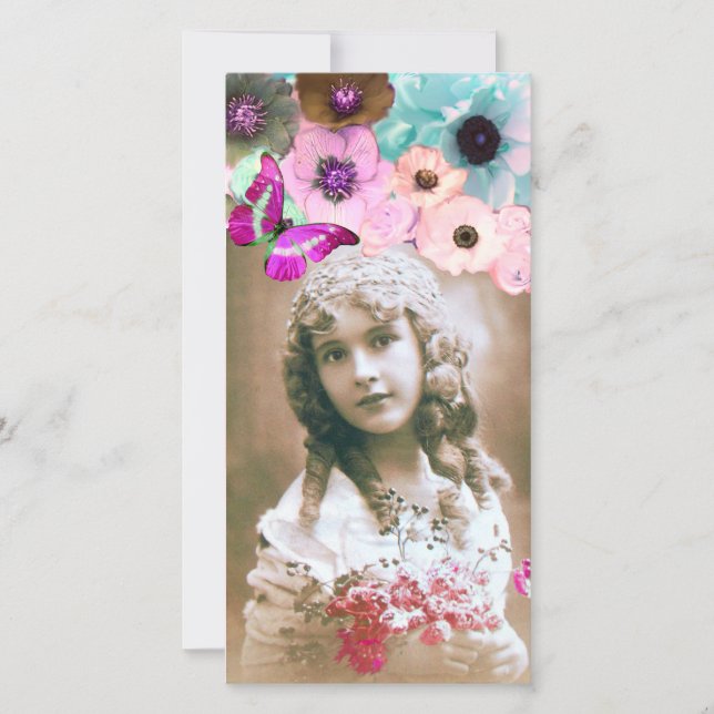 PINK ROSES ,ANEMONES AND BUTTERFLY PHOTO TEMPLATE (Front)