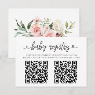 Pink Roses Baby Shower Enclosure Card with QR Code