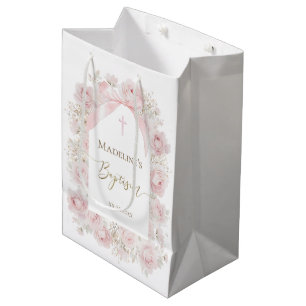 pink roses   Baptism Medium Gift Bag