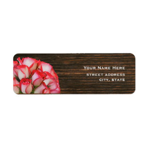 Pink Roses & Barnwood Address Label