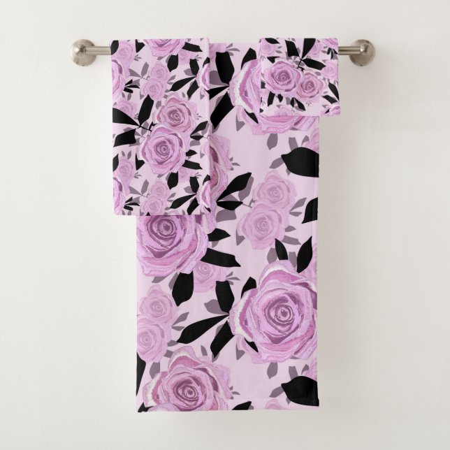  Pink roses  Bath Towel Set (Insitu)