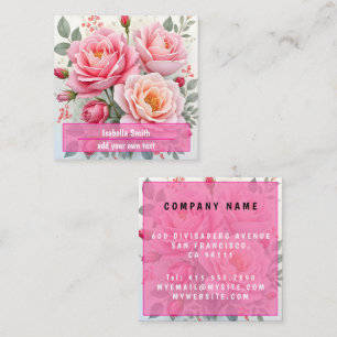 Pink Roses Beautiful Luxury Popular Collection Square Business Card